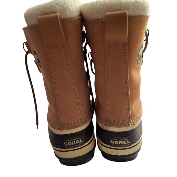 Sorel Caribou Womens Beige/Tan Waterproof Rubber Sole Winter Boots Laced Sz 8.5 - Picture 8 of 11